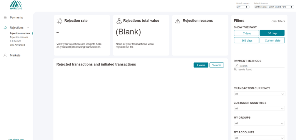 The image above shows the rejections reasons dashboard.